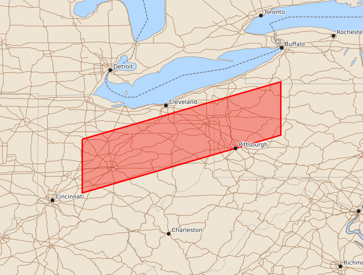 Risk area map for Watch 456 Outline