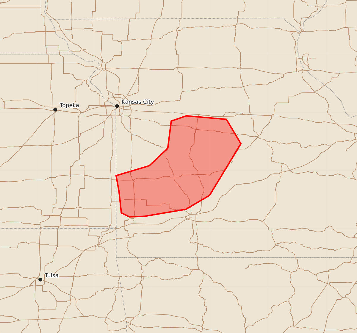 Risk area map for Mesoscale Discussion 1044