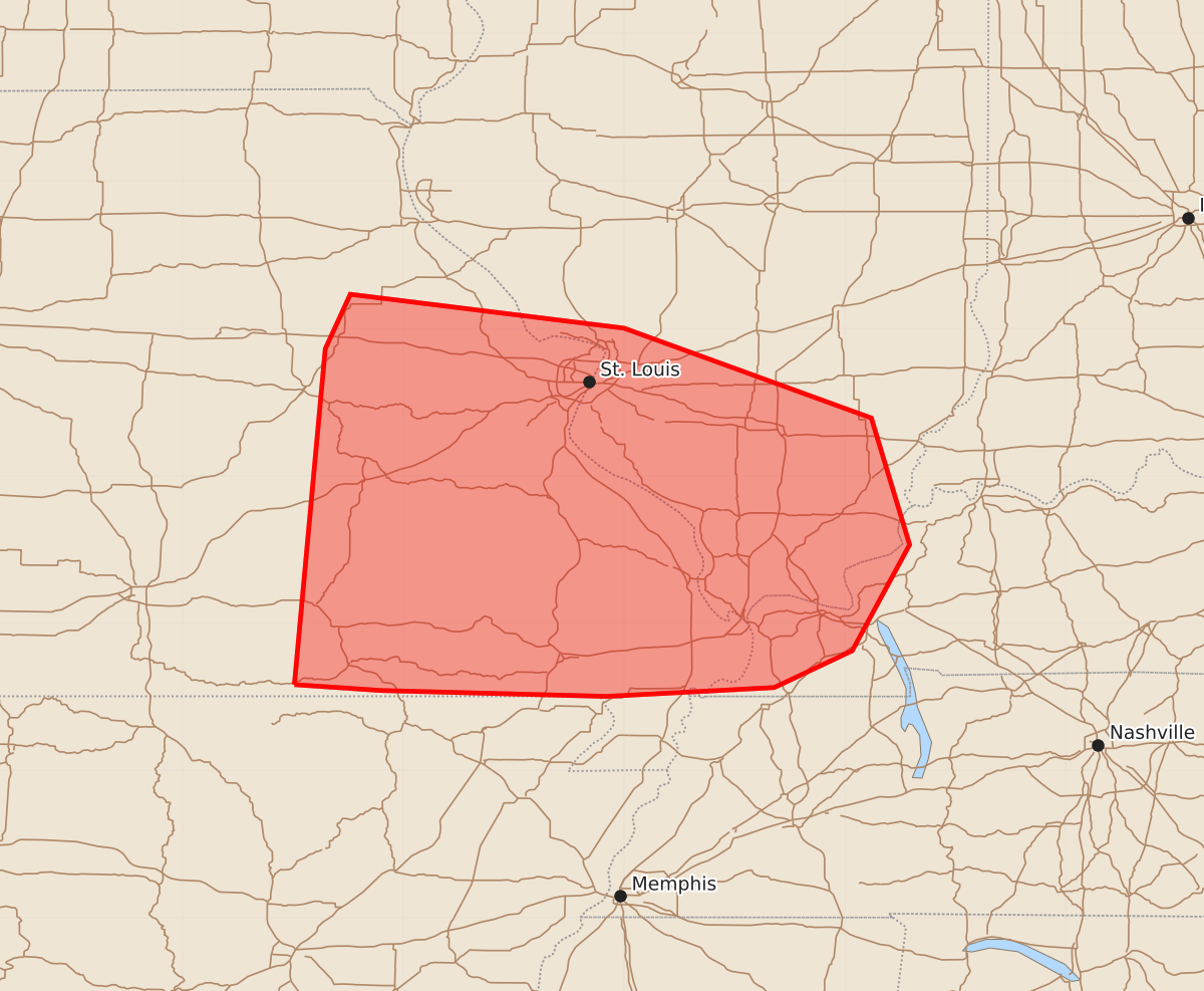 Risk area map for Mesoscale Discussion 1582