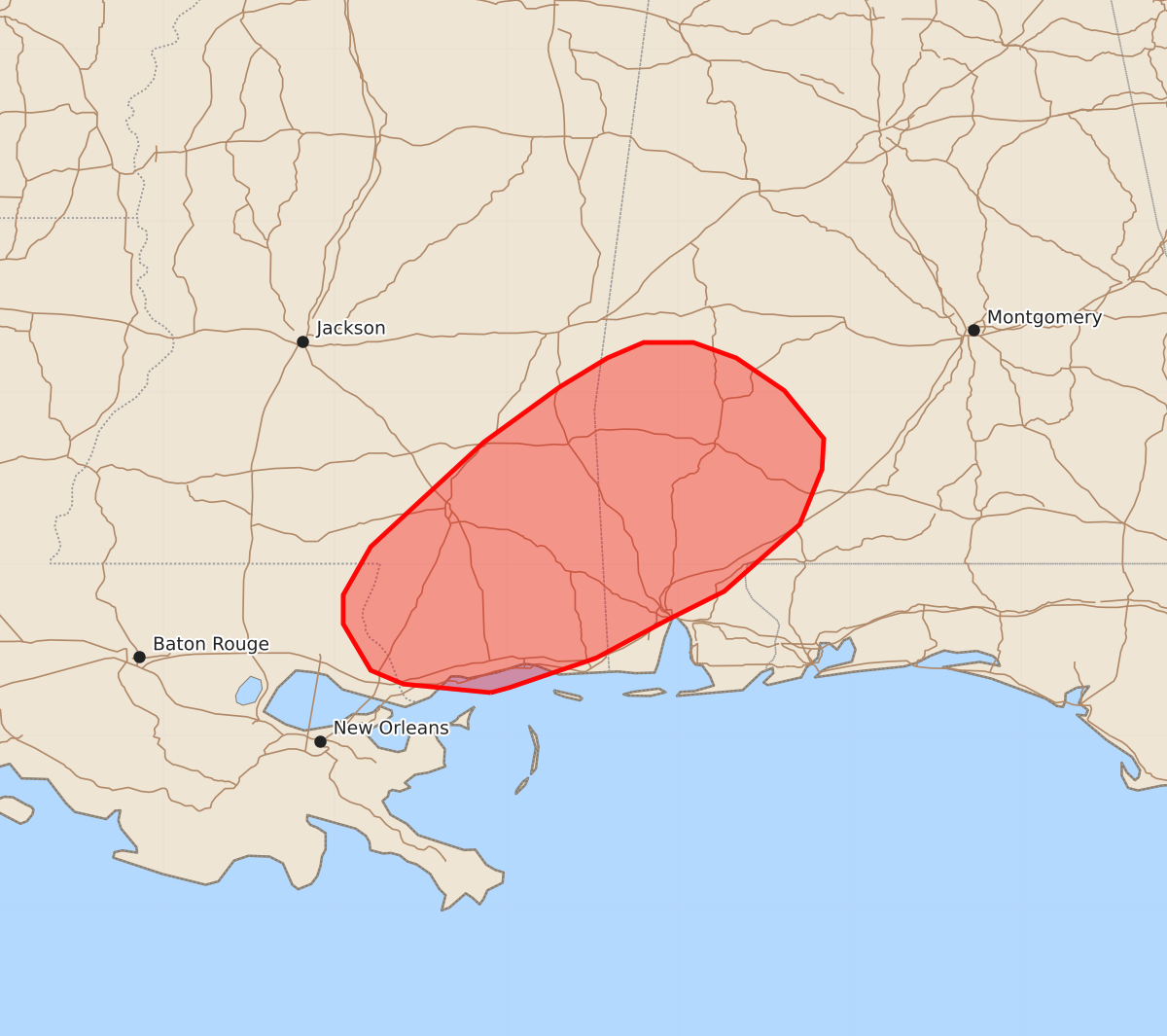 Risk area map for Mesoscale Discussion 1182