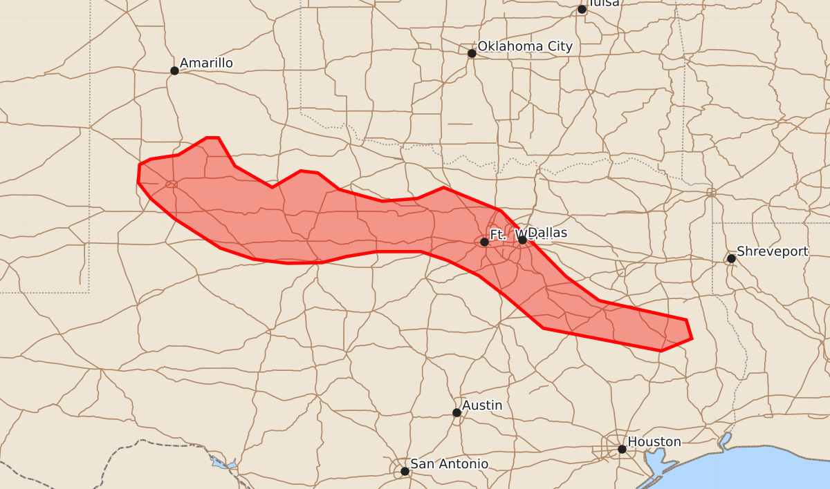Risk area map for Mesoscale Discussion 1515