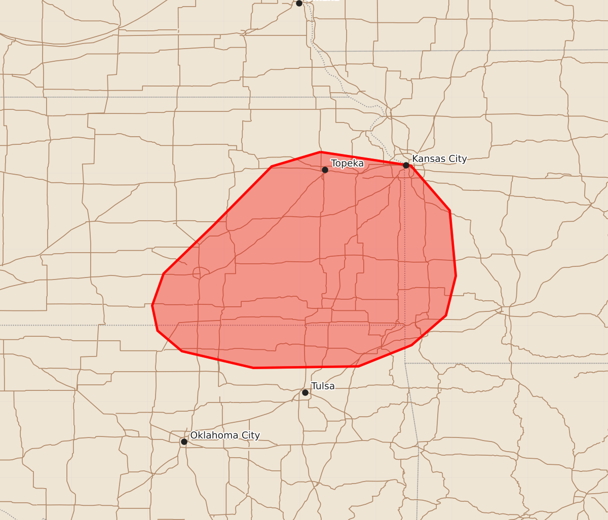 Risk area map for Mesoscale Discussion 1226