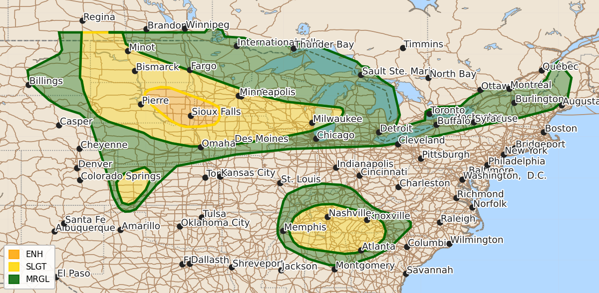 Risk area map for Day 1 Areal Outline