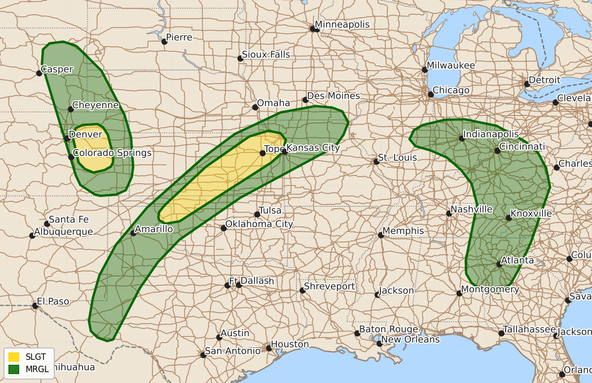 Risk area map for Day 1 Areal Outline