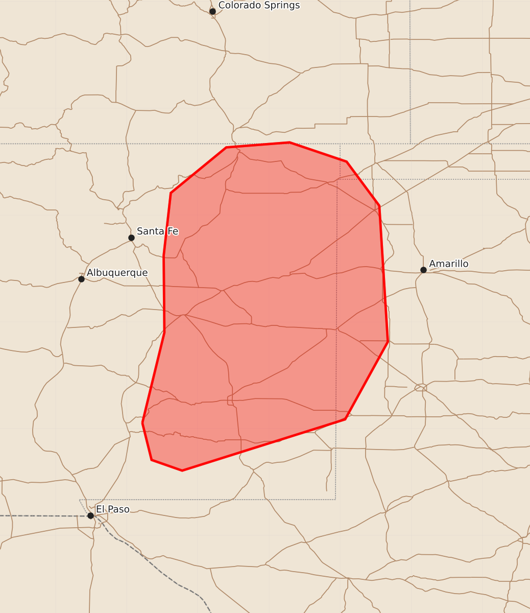Risk area map for Mesoscale Discussion 1150
