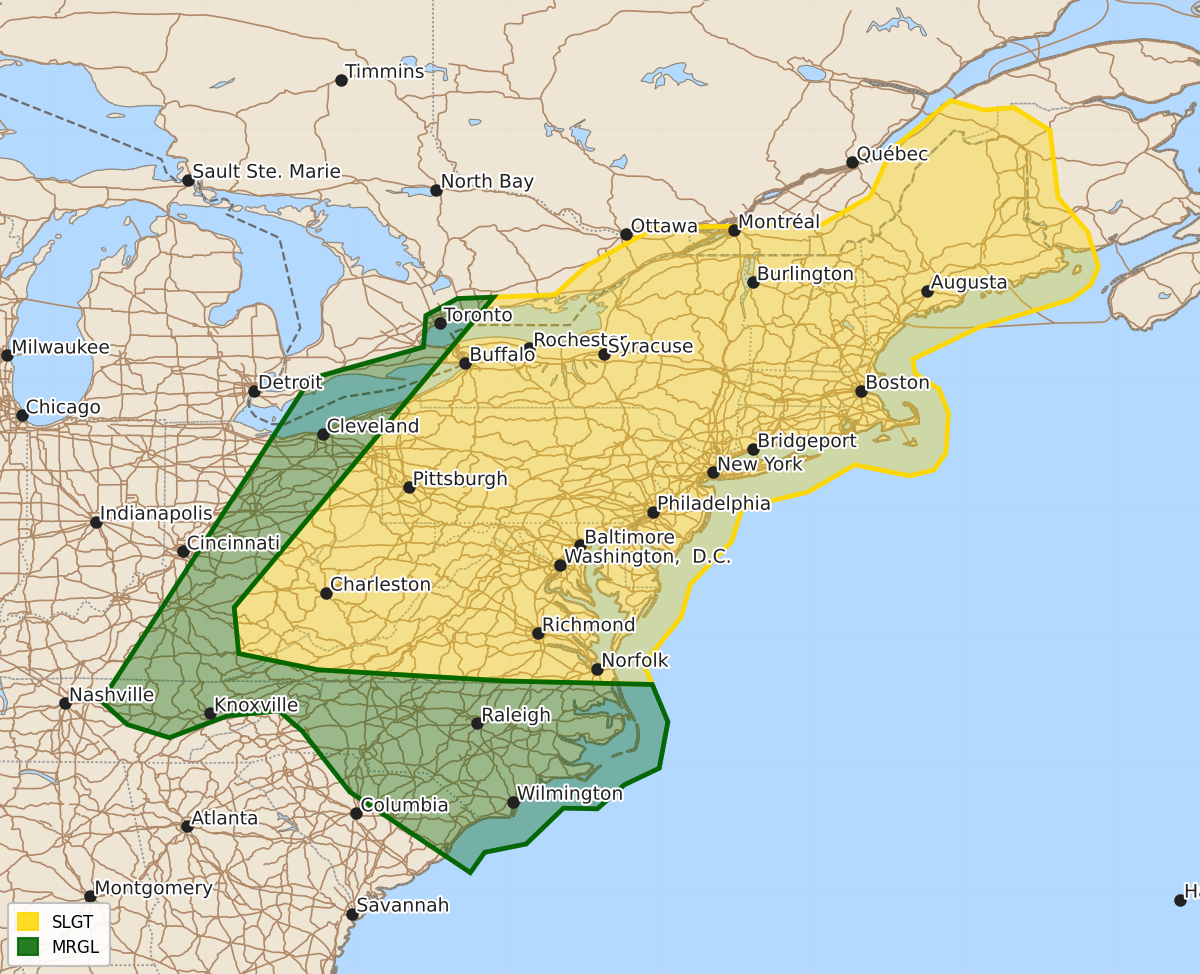 Risk area map for Day 3 Convective Outlook