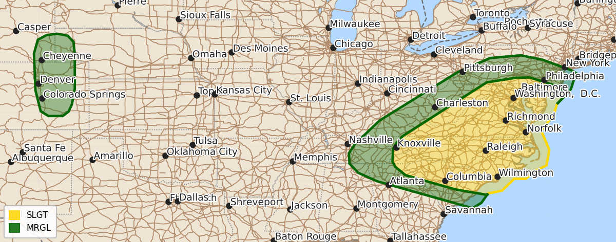 Risk area map for Day 1 Areal Outline