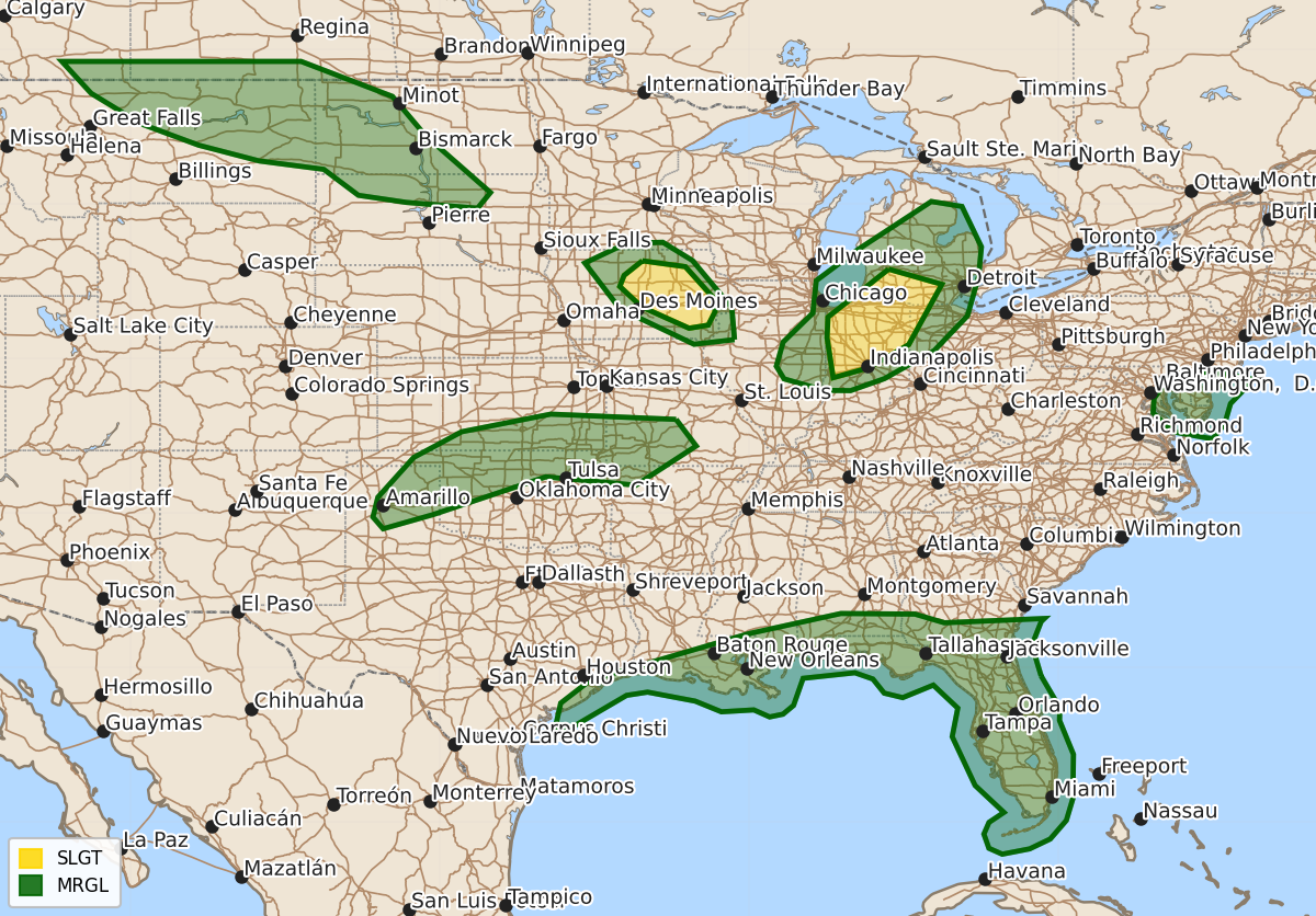 Risk area map for Day 1 Areal Outline