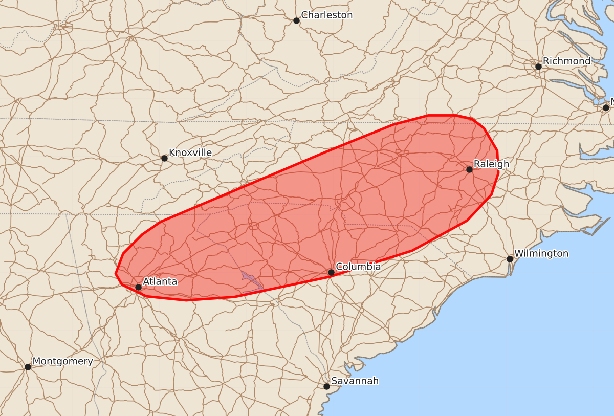 Risk area map for Mesoscale Discussion 2306