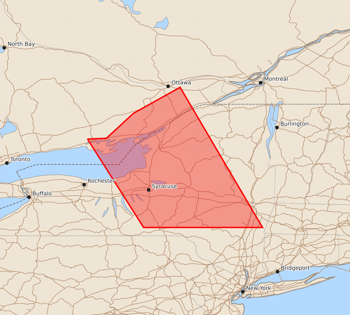 Risk area map for Watch 423 Outline