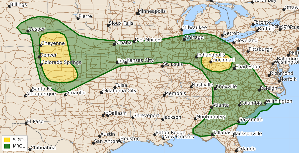 Risk area map for Day 1 Areal Outline