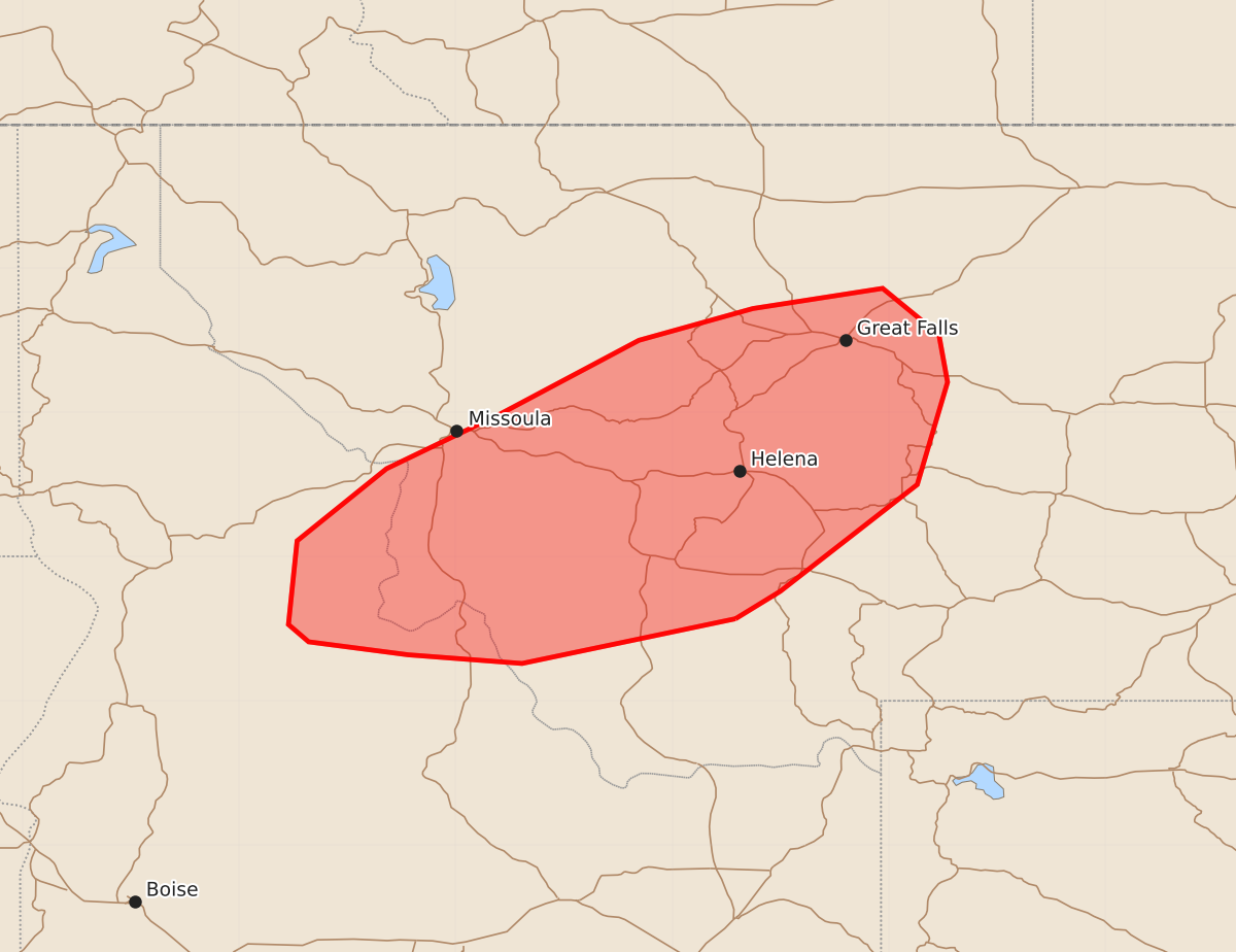 Risk area map for Mesoscale Discussion 1651