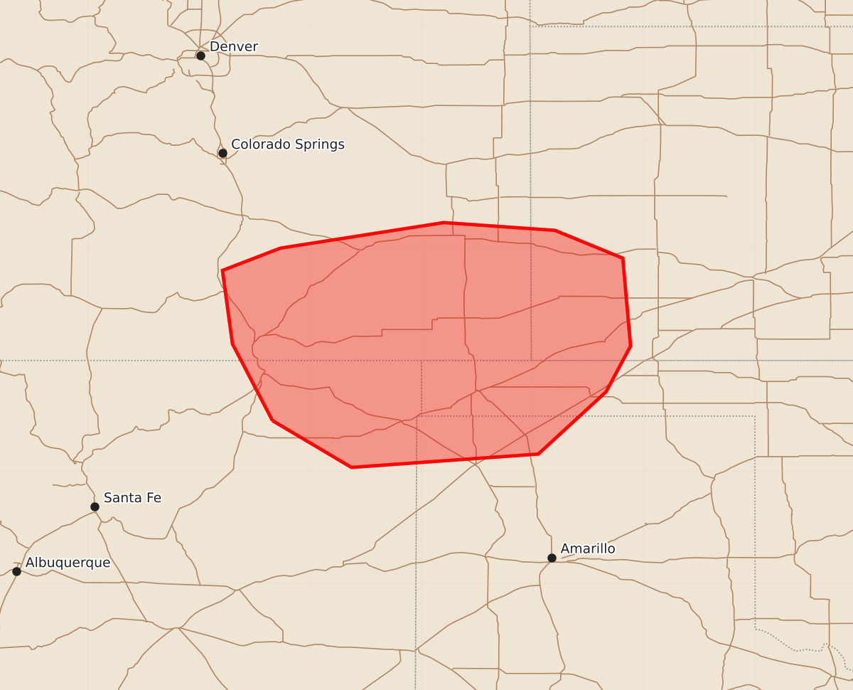 Risk area map for Mesoscale Discussion 1715