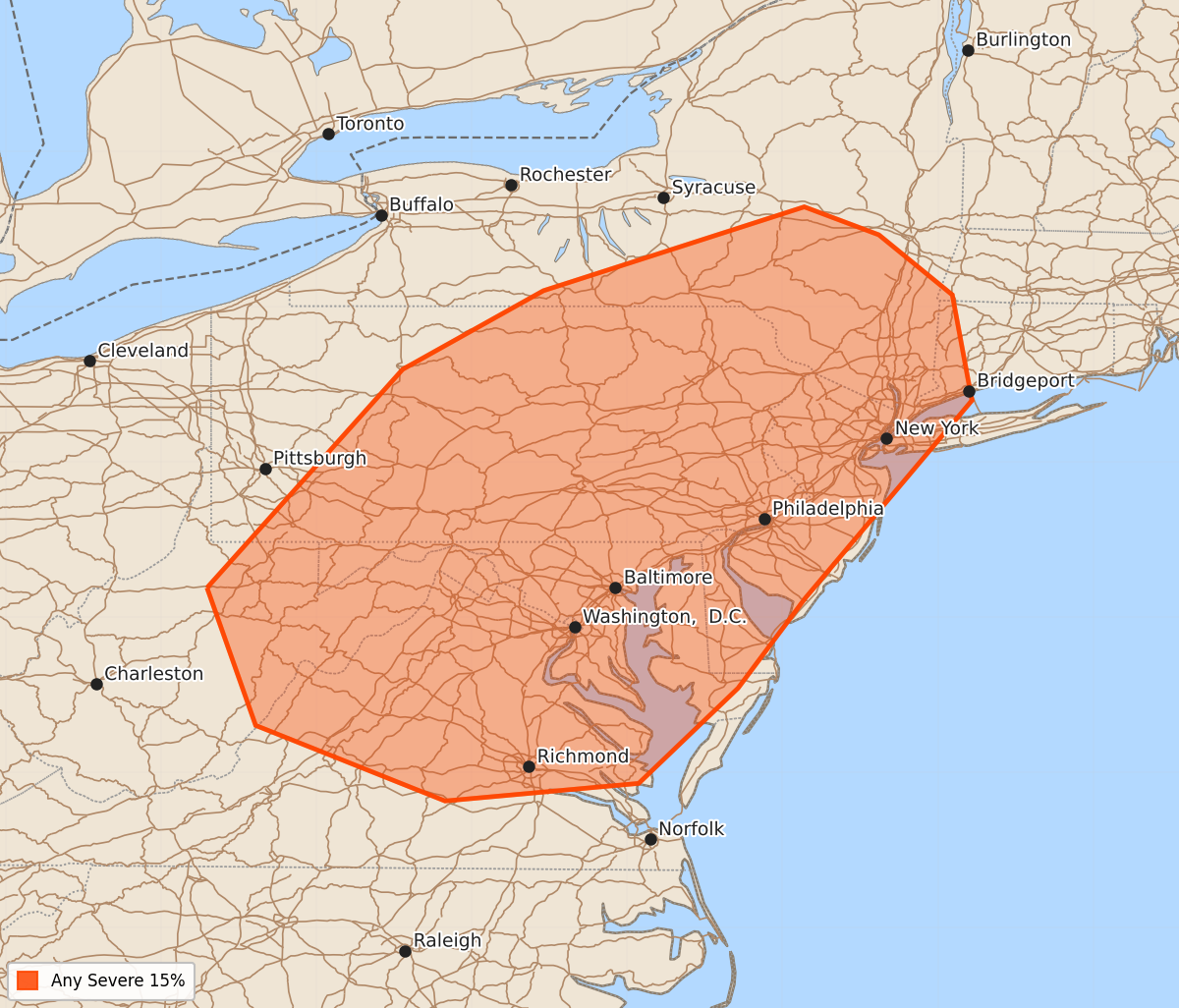Risk area map for Day 4-8 Areal Outline