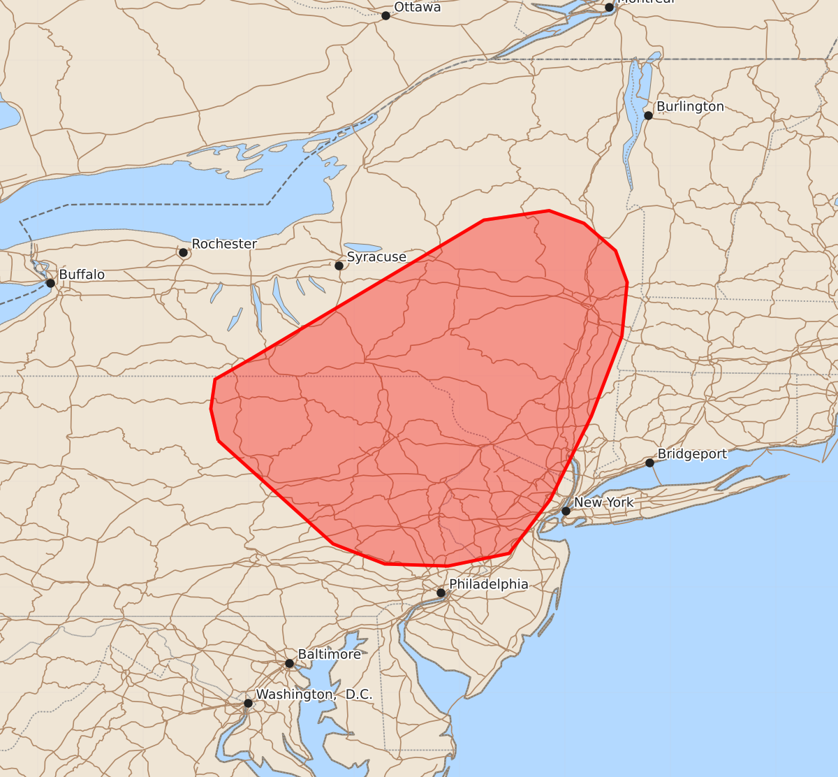 Risk area map for Mesoscale Discussion 1418