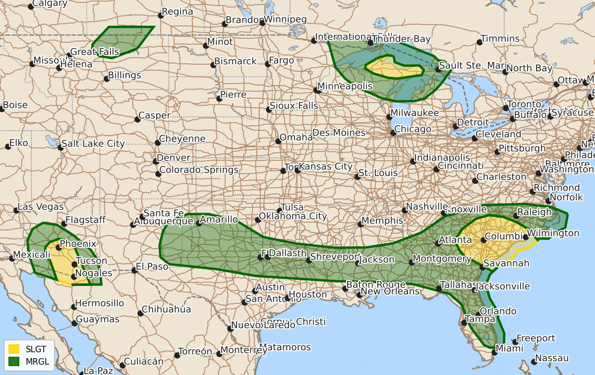Risk area map for Day 1 Areal Outline