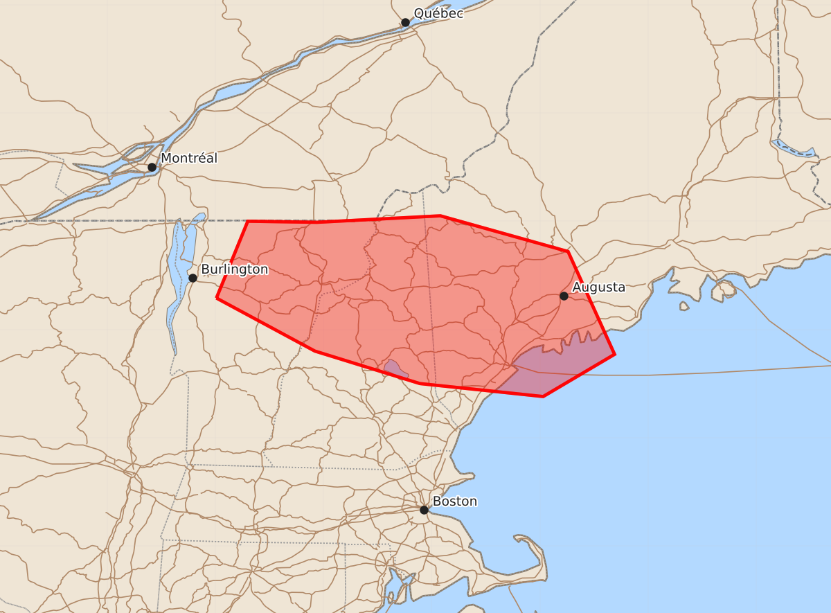 Risk area map for Mesoscale Discussion 1632