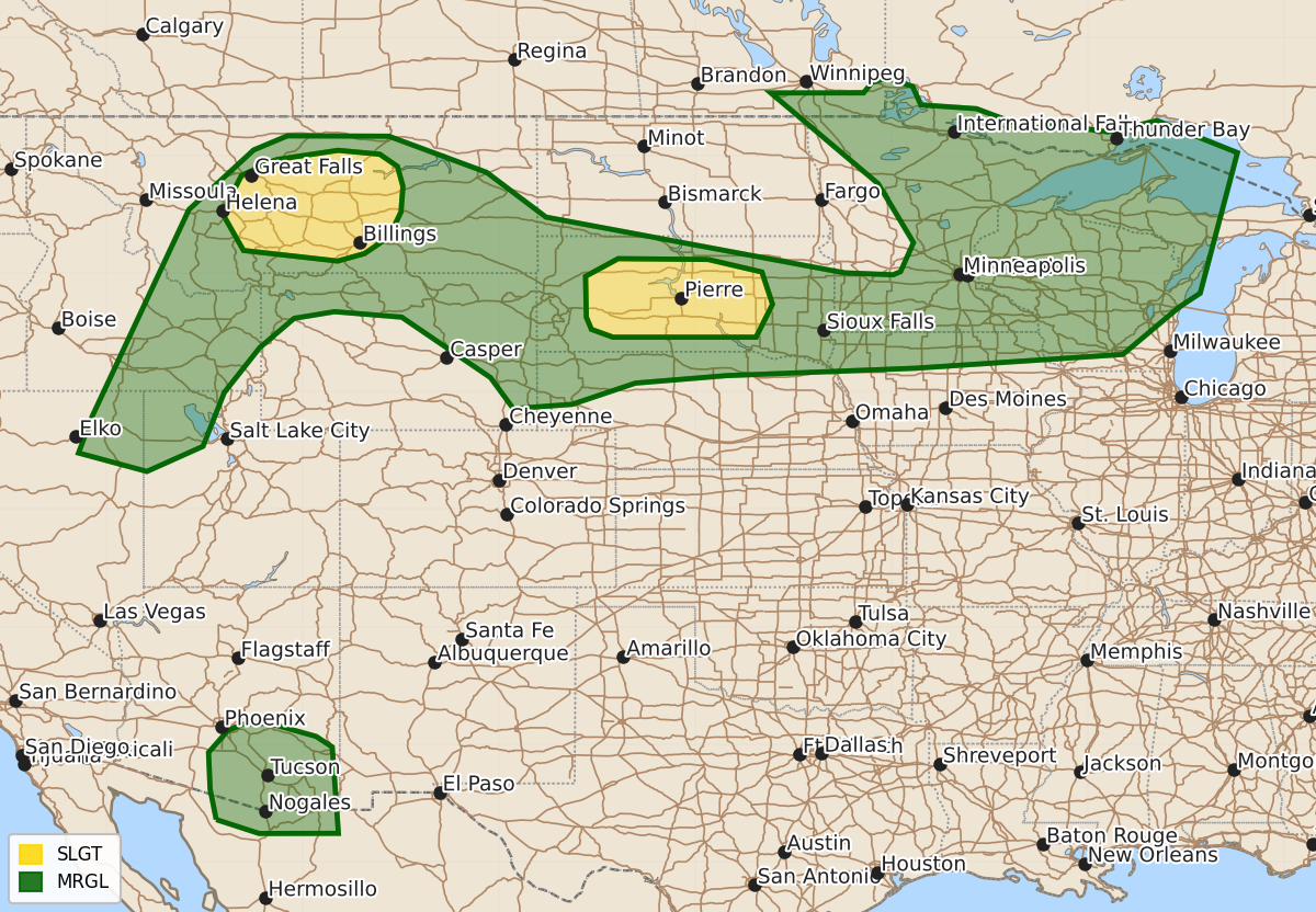Risk area map for Day 1 Areal Outline