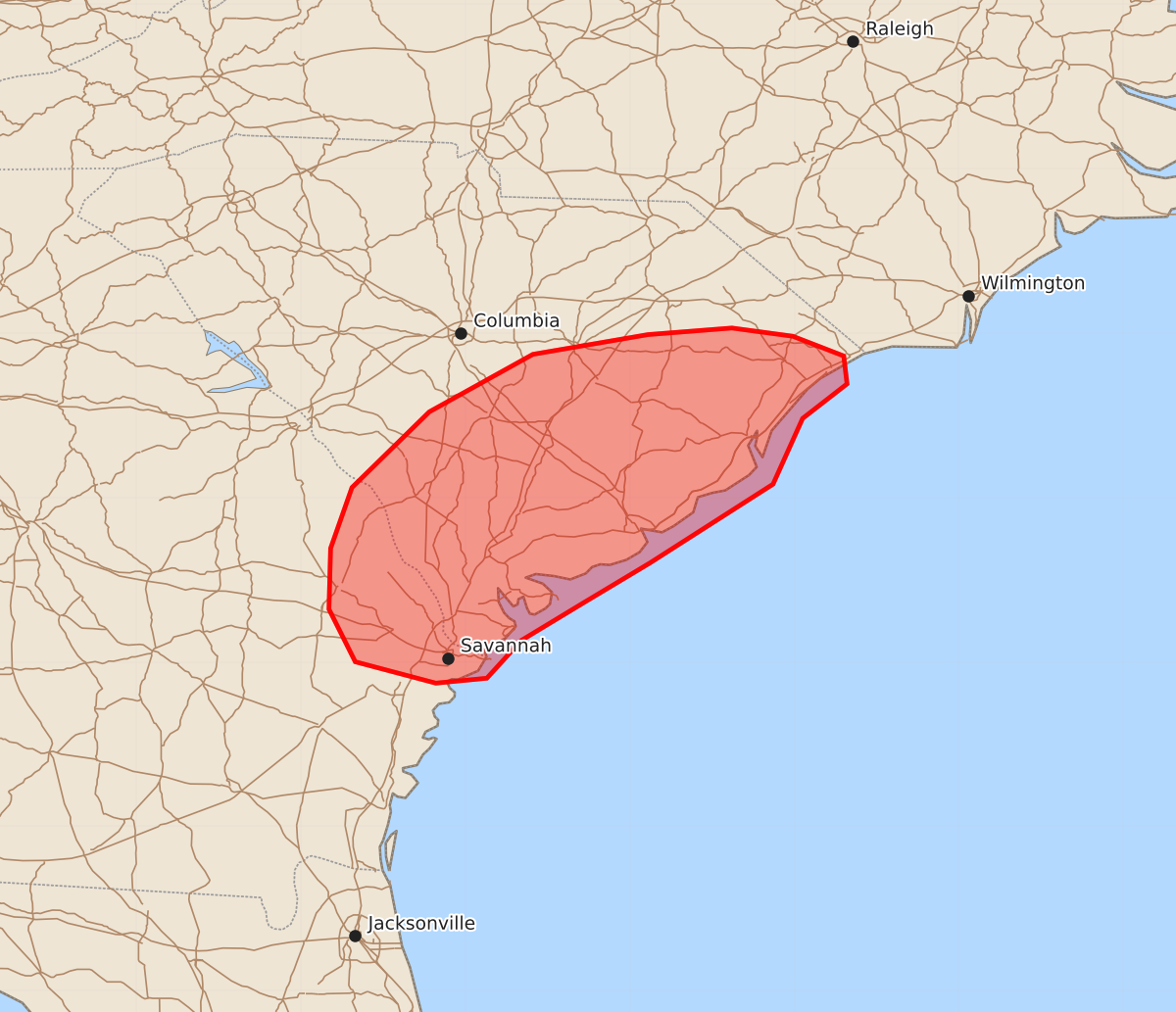 Risk area map for Mesoscale Discussion 1720