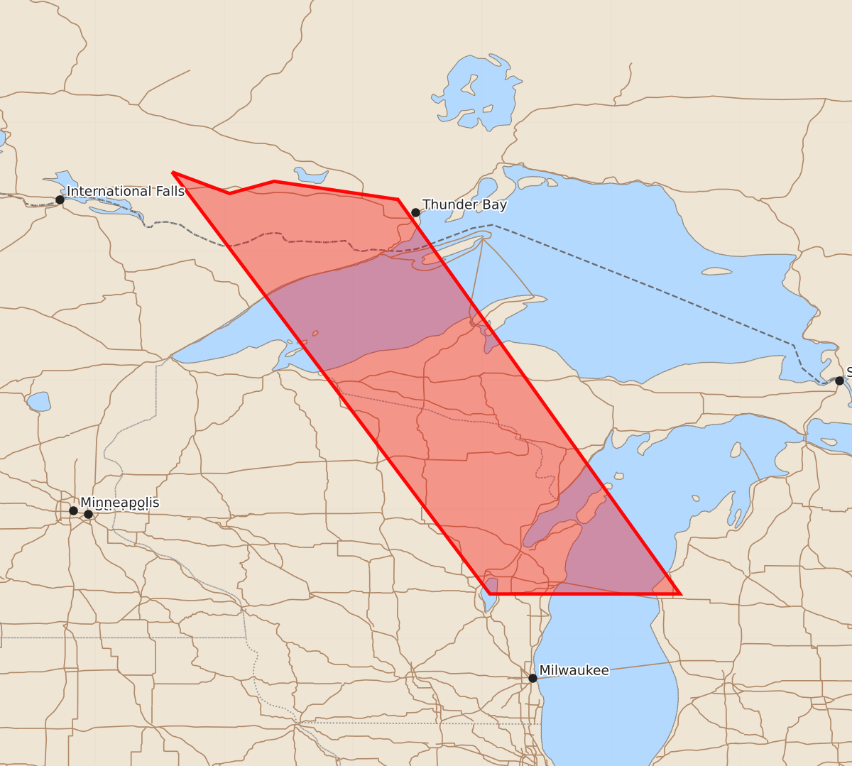 Risk area map for Watch 519 Outline