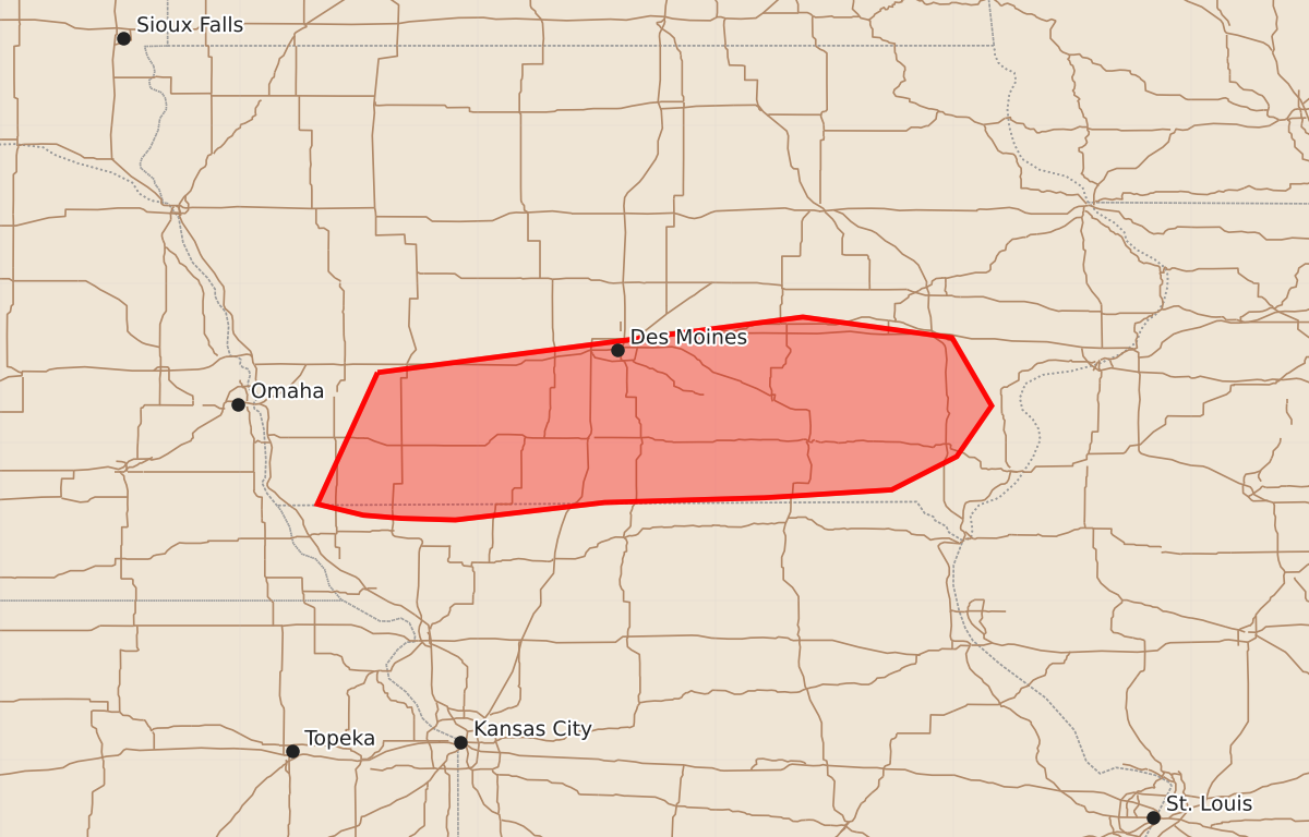 Risk area map for Mesoscale Discussion 0996