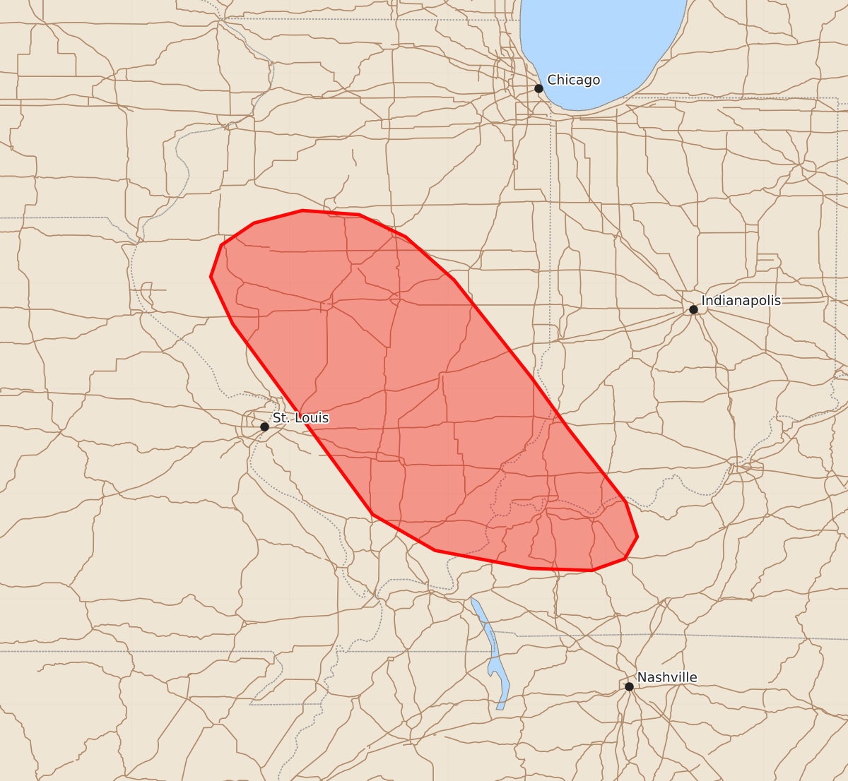 Risk area map for Mesoscale Discussion 1742