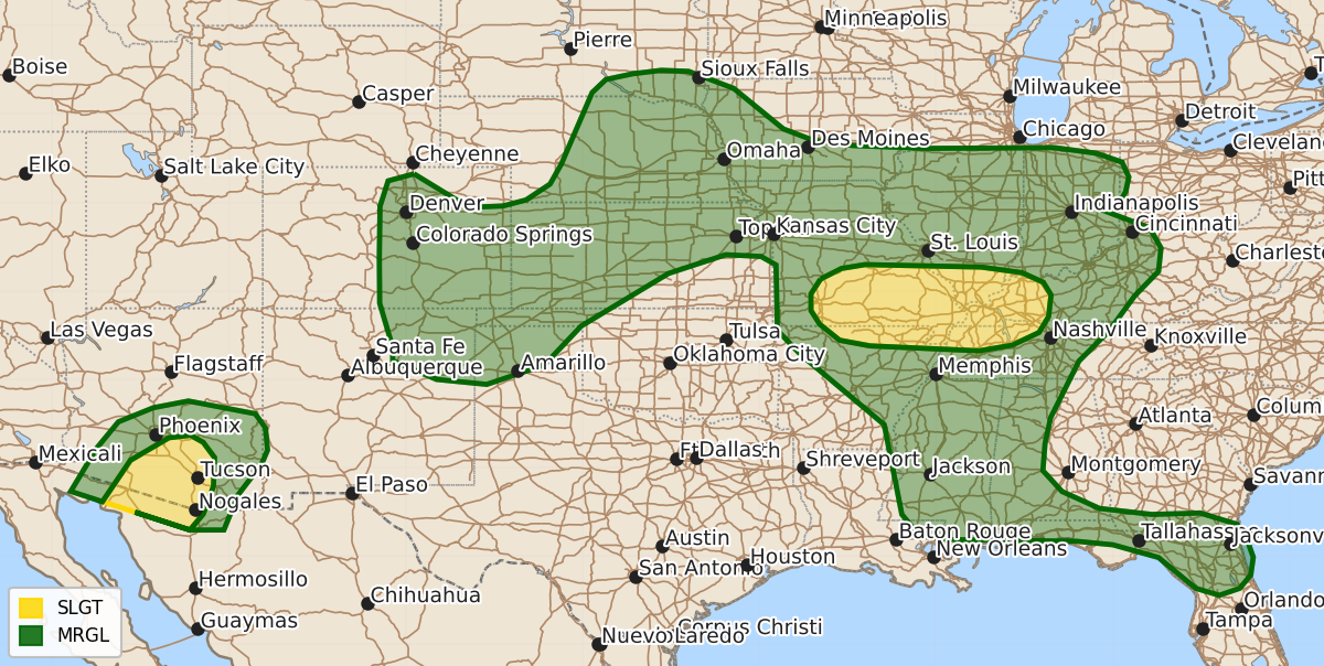 Risk area map for Day 1 Areal Outline
