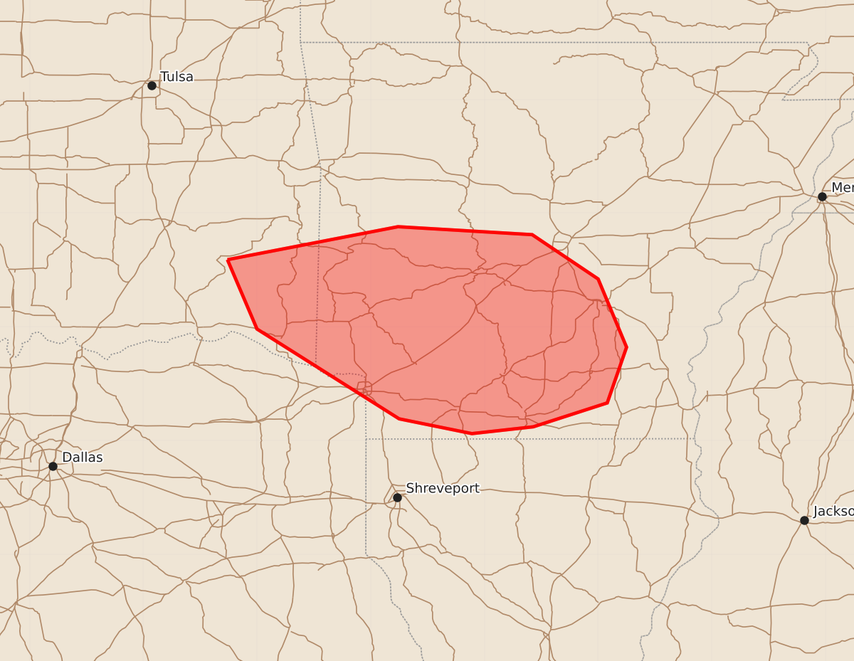 Risk area map for Mesoscale Discussion 2288