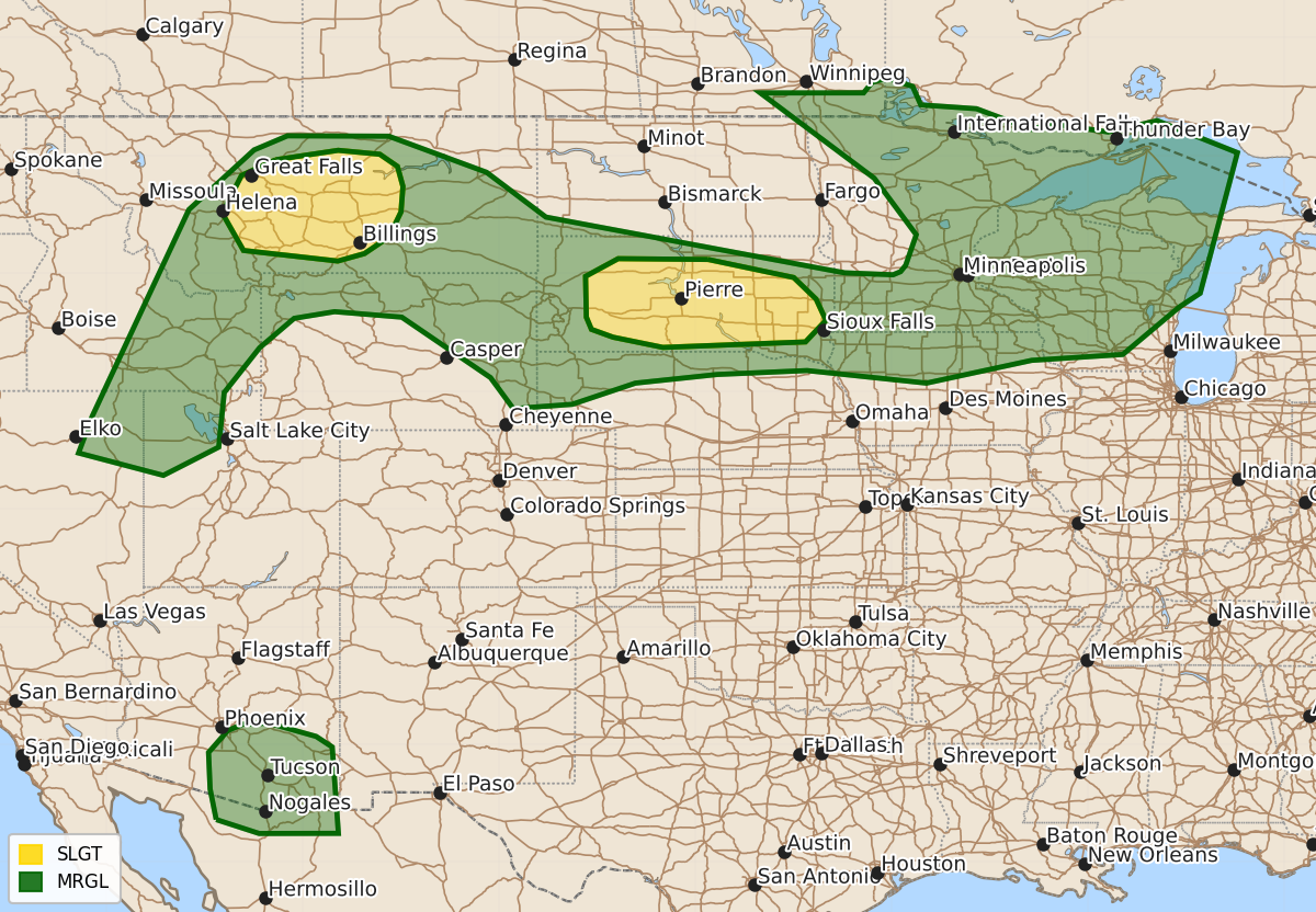 Risk area map for Day 1 Areal Outline