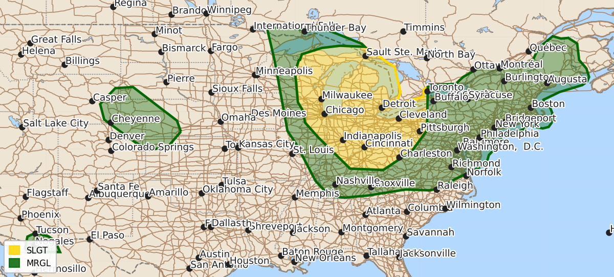 Risk area map for Day 2 Areal Outline