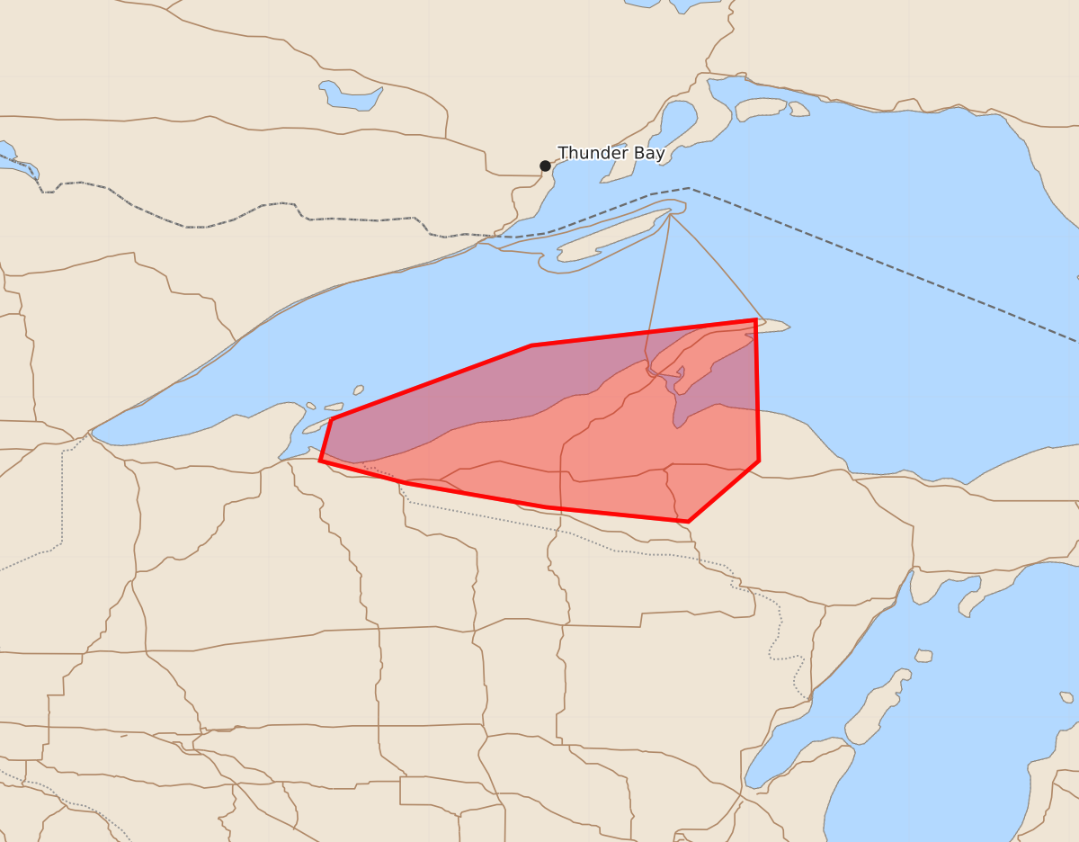 Risk area map for Mesoscale Discussion 1383