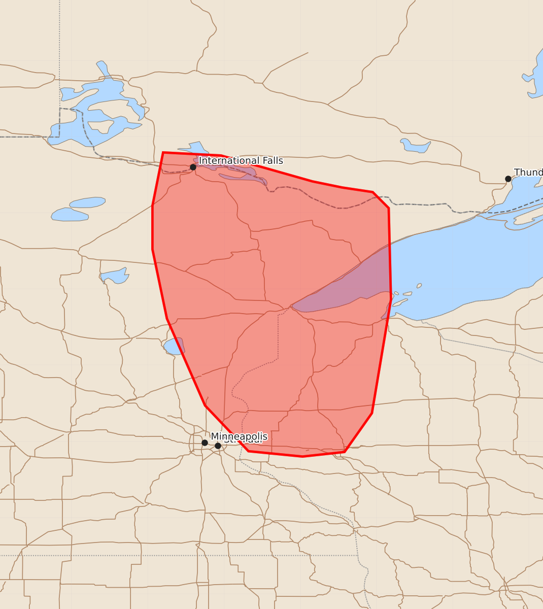 Risk area map for Mesoscale Discussion 2126
