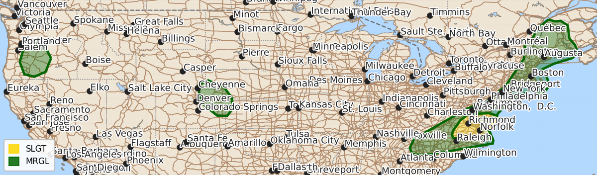 Risk area map for Day 1 Convective Outlook