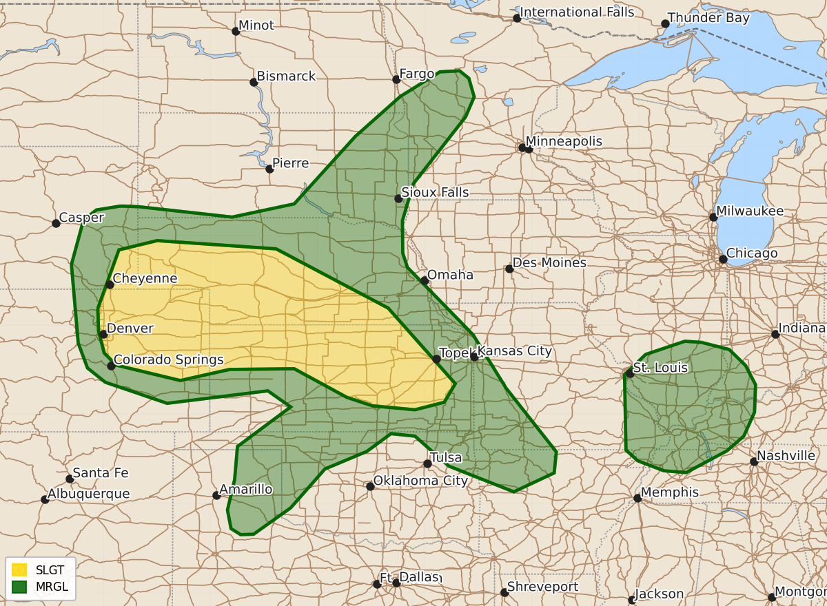 Risk area map for Day 1 Areal Outline