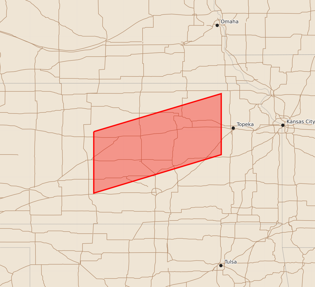 Risk area map for Watch 675 Outline