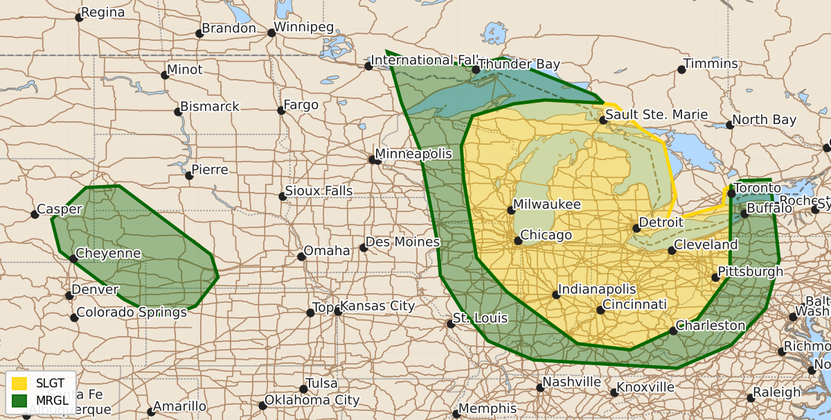 Risk area map for Day 3 Areal Outline