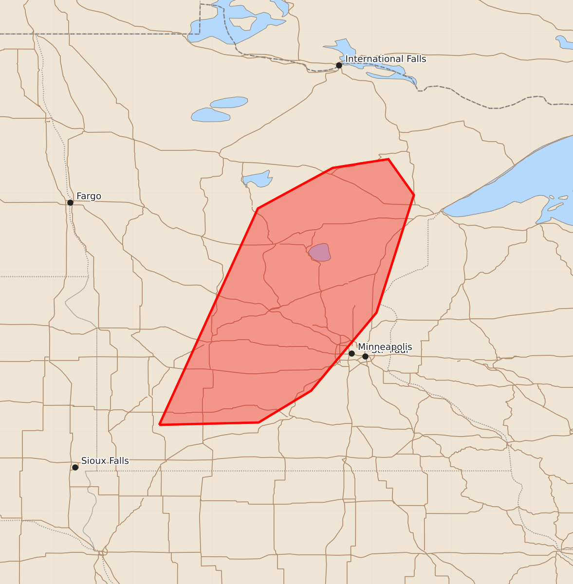 Risk area map for Mesoscale Discussion 2062