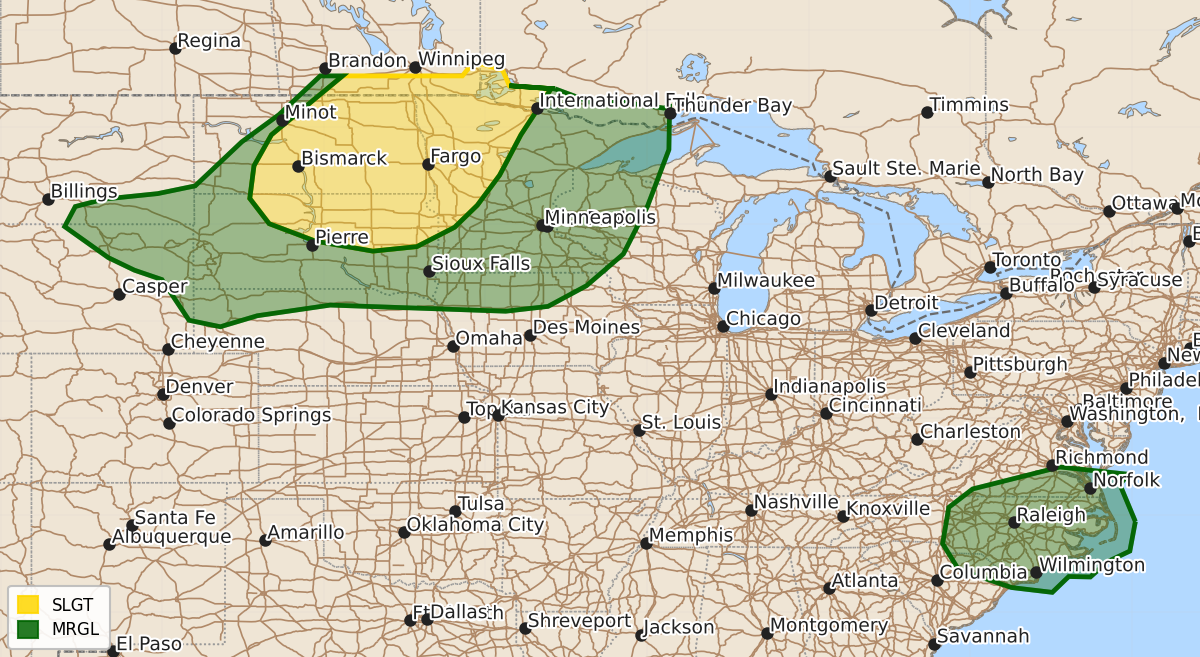 Risk area map for Day 1 Areal Outline