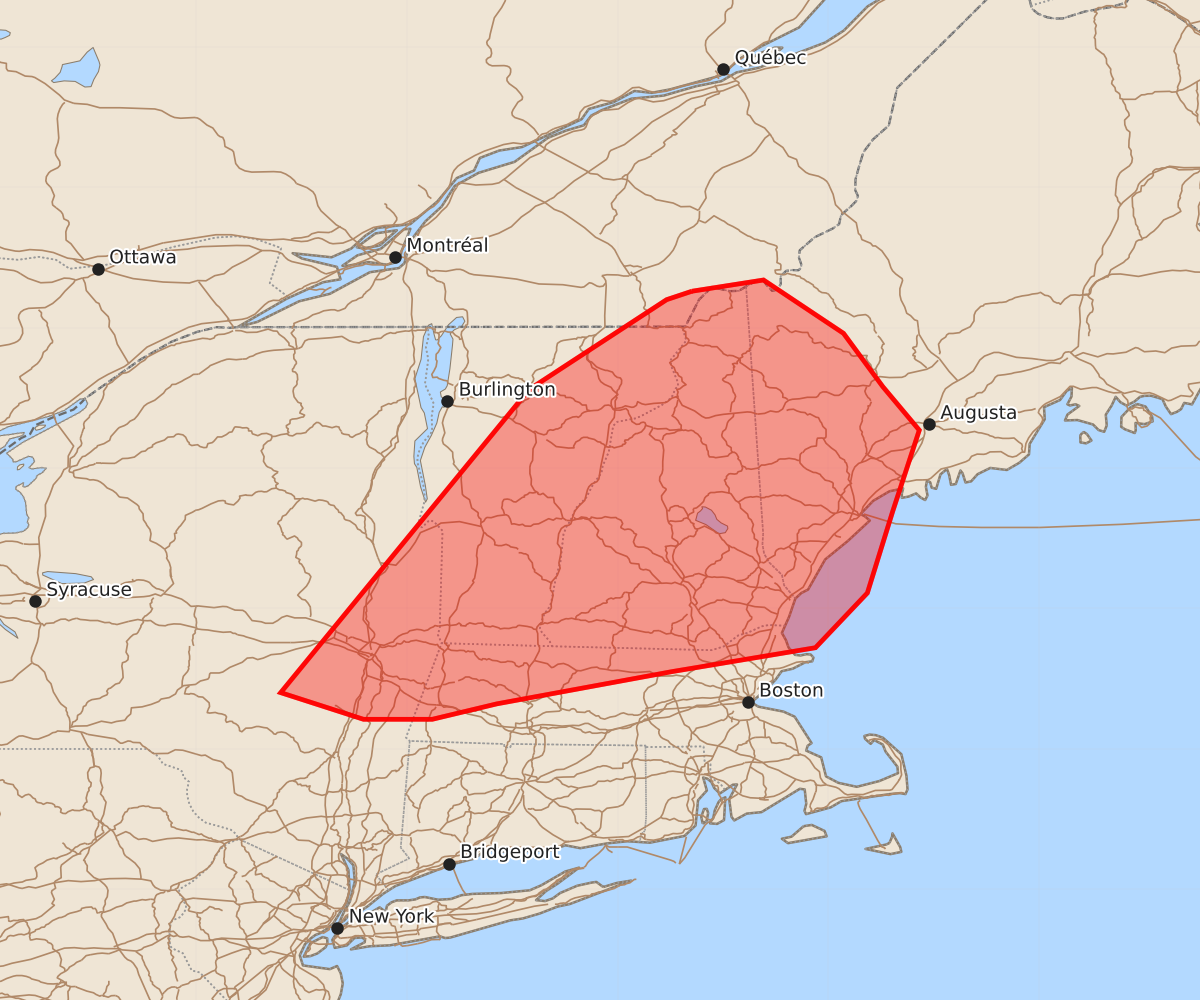Risk area map for Mesoscale Discussion 1183