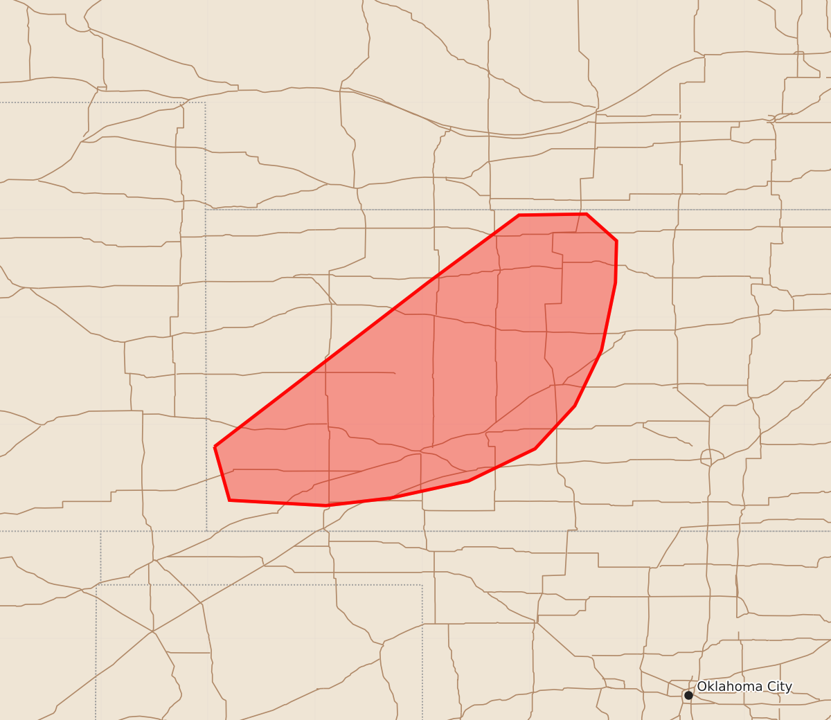 Risk area map for Mesoscale Discussion 1234