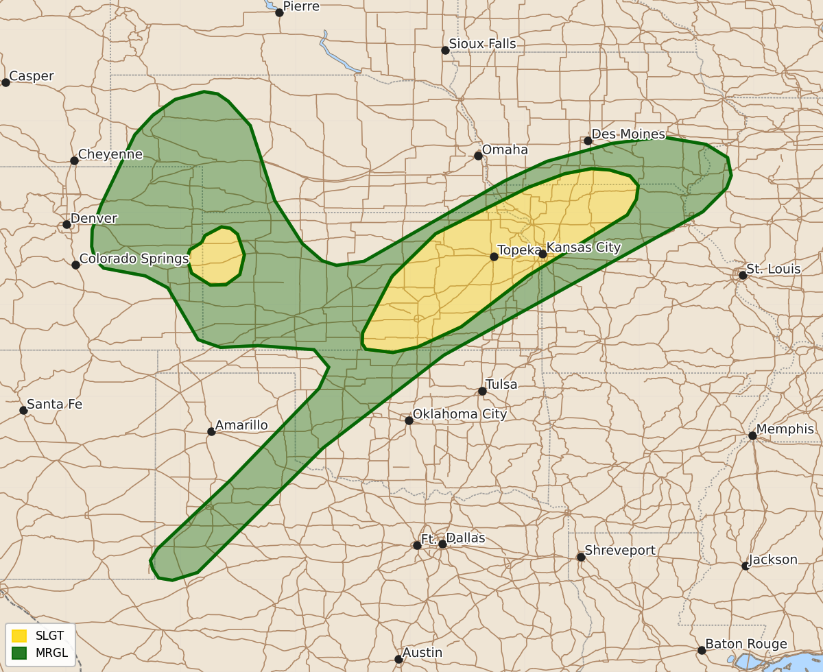 Risk area map for Day 1 Areal Outline