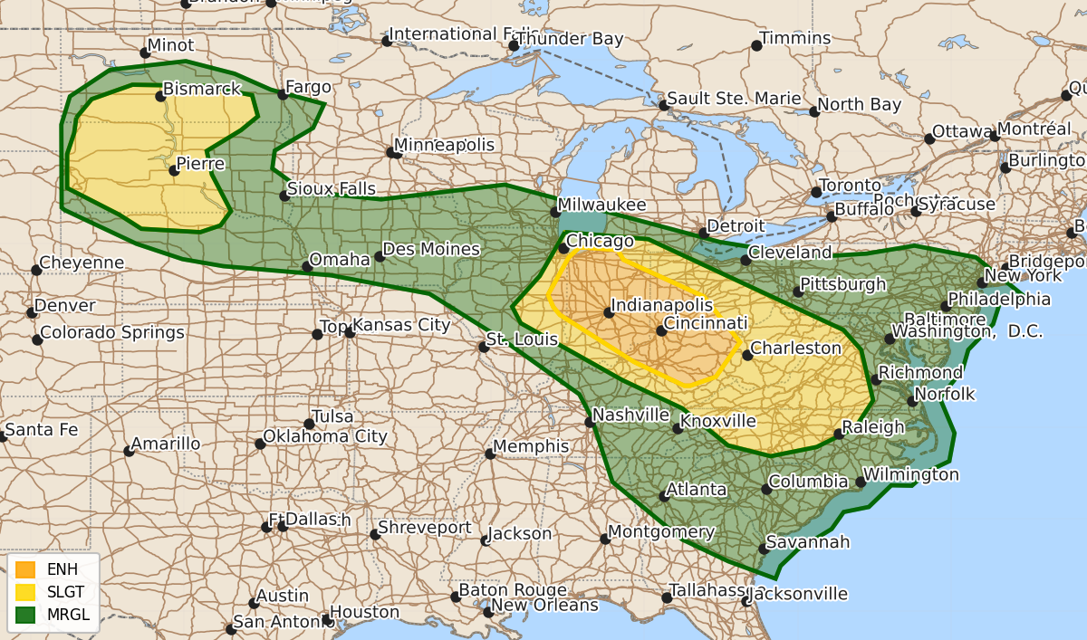 Risk area map for Day 1 Areal Outline