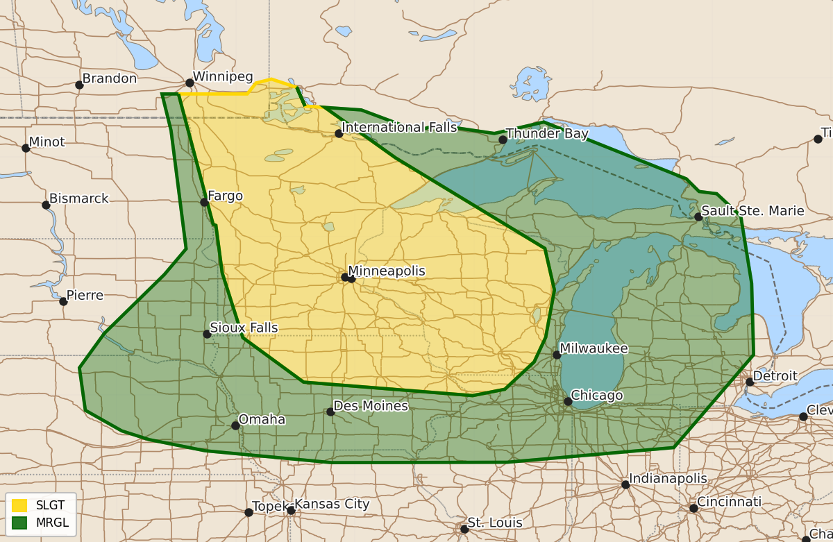 Risk area map for Day 3 Areal Outline