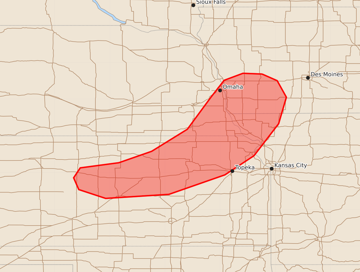 Risk area map for Mesoscale Discussion 1483