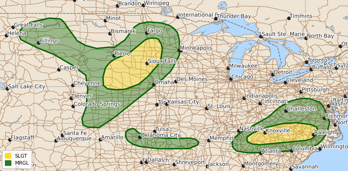 Risk area map for Day 1 Areal Outline