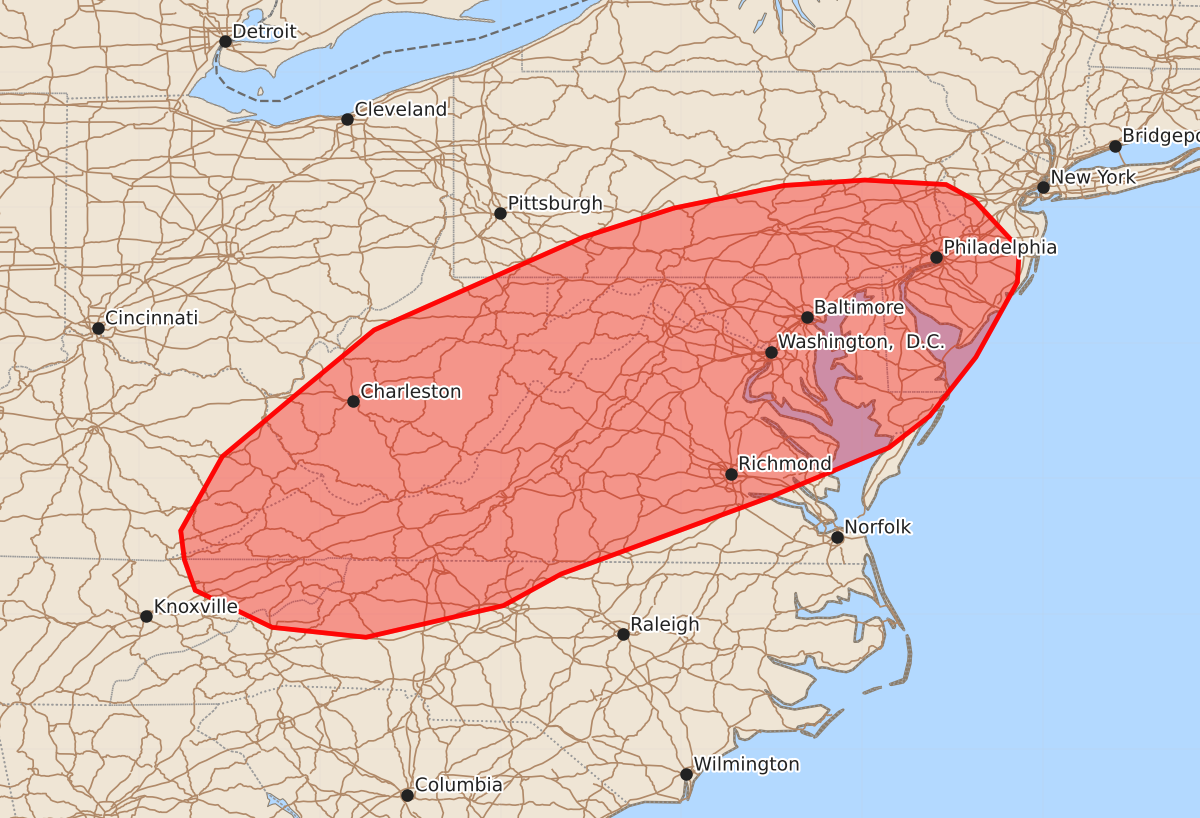 Risk area map for Mesoscale Discussion 1253