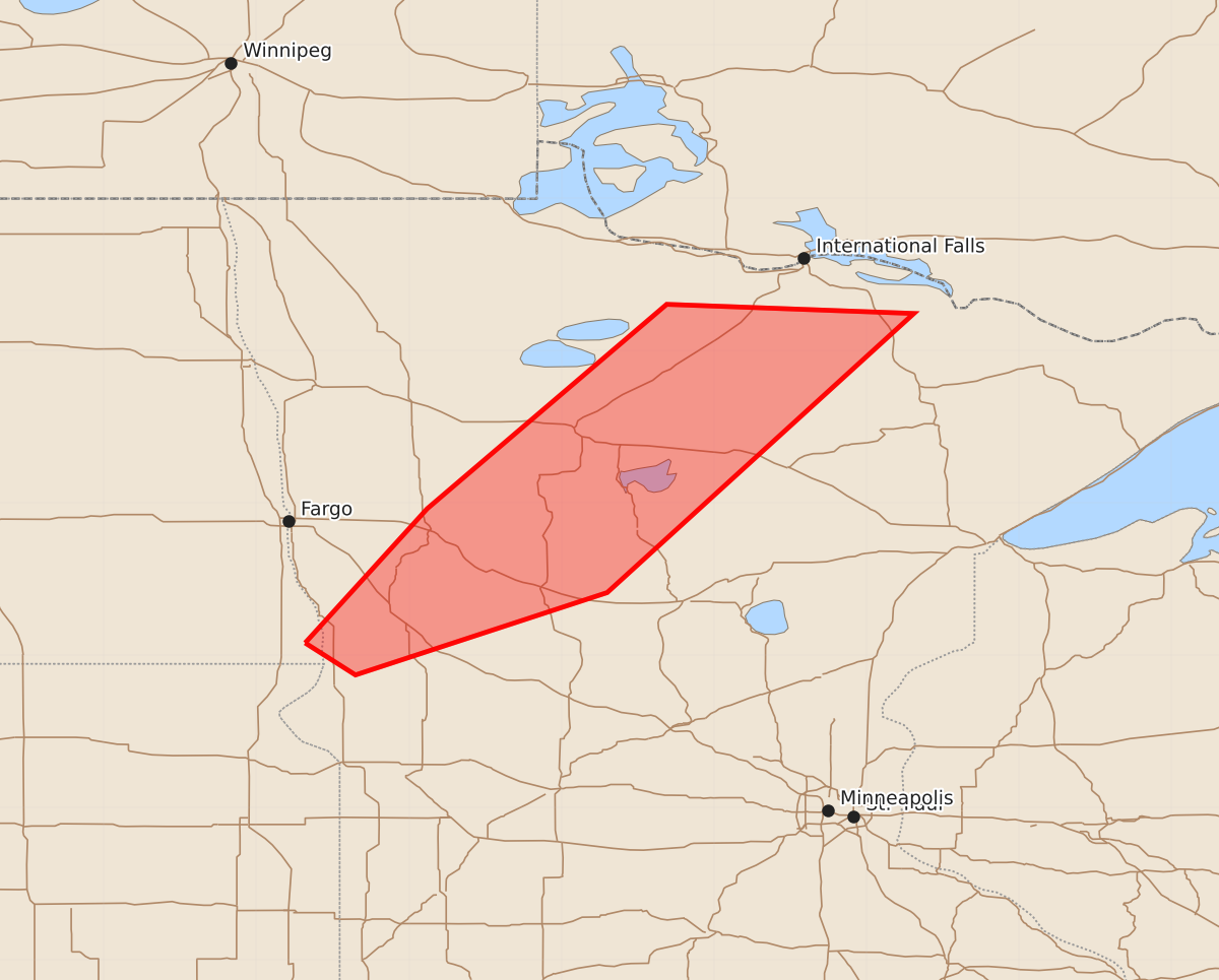 Risk area map for Mesoscale Discussion 1830