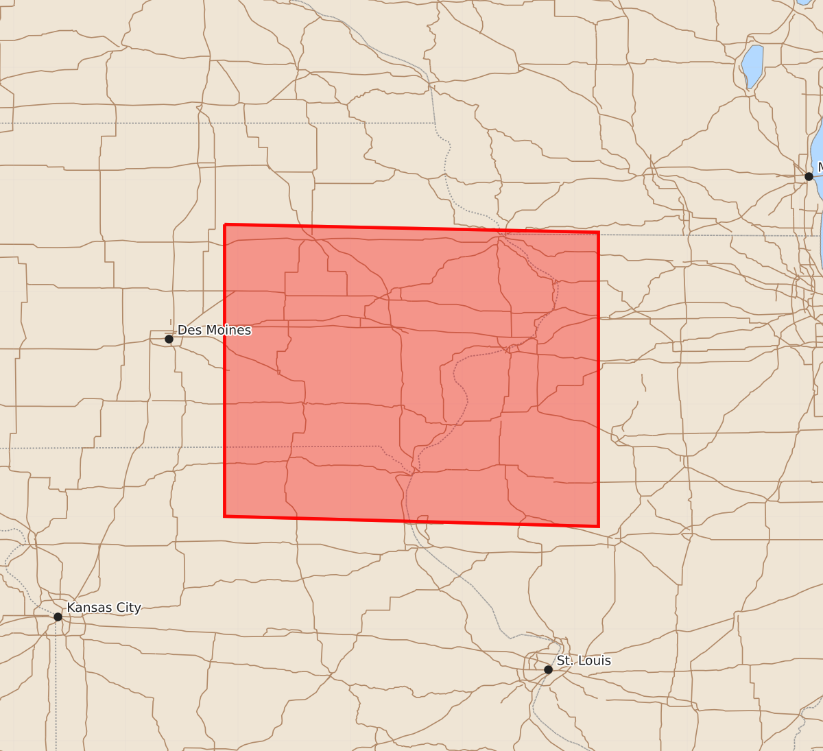 Risk area map for Watch 311 Outline
