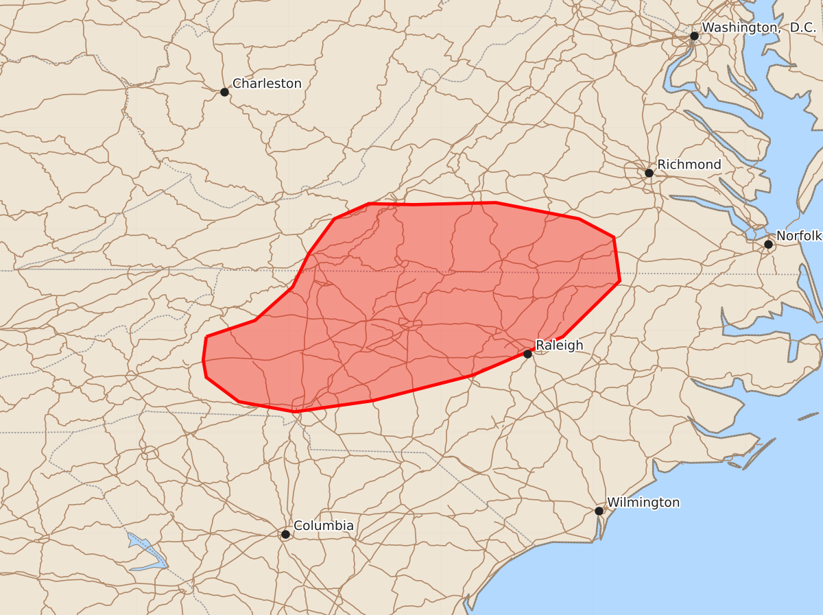 Risk area map for Mesoscale Discussion 1261