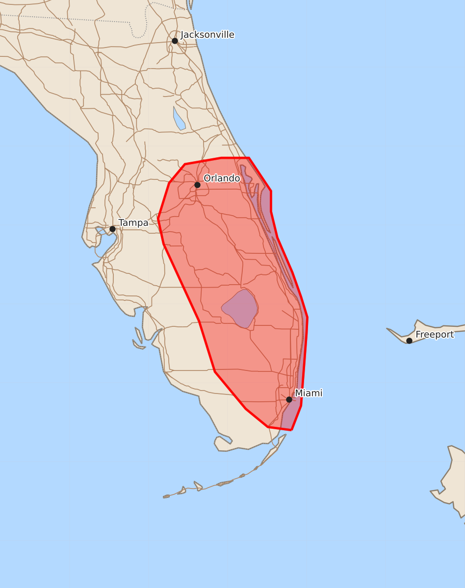 Risk area map for Mesoscale Discussion 1209